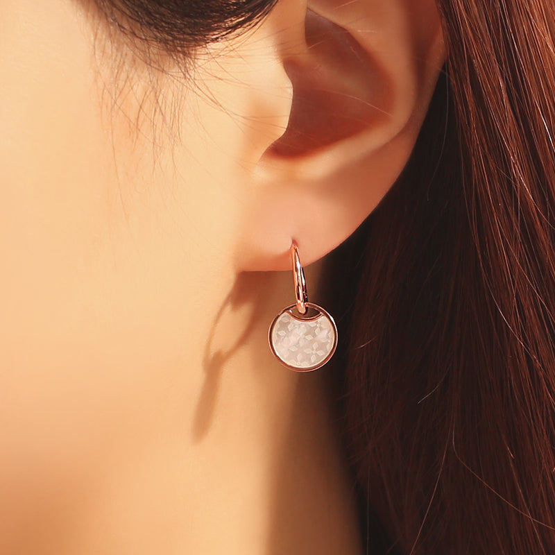 OST - Simple White Rose Gold Earrings