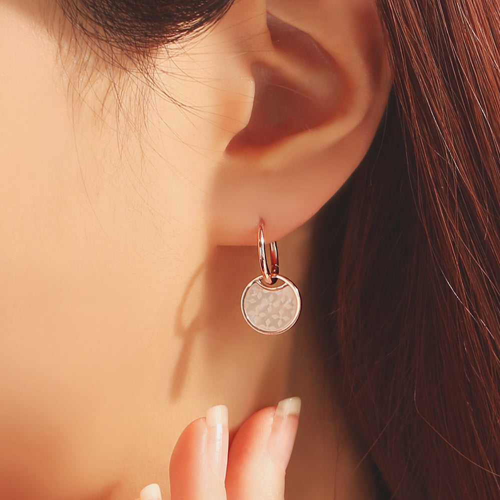 OST - Simple White Rose Gold Earrings