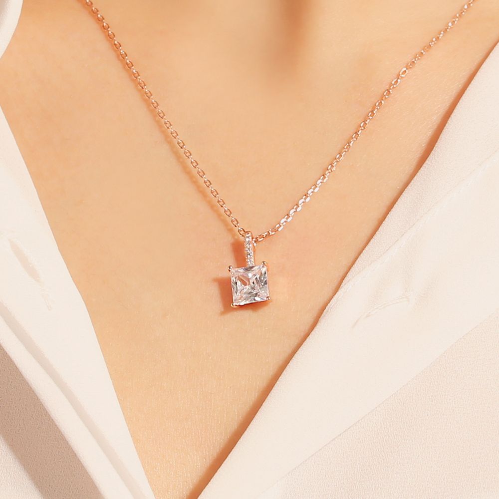 OST - Square Cubic Rose Gold Necklace