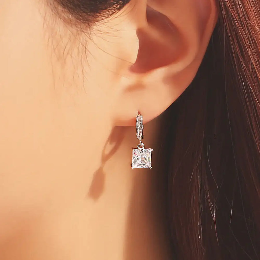 OST - Square Cubic Silver Earrings - OST - Jewelry - Harumio