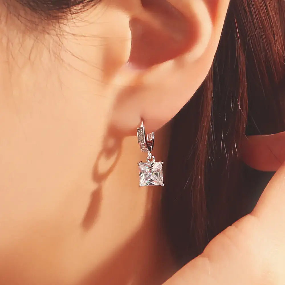 OST - Square Cubic Silver Earrings - OST - Jewelry - Harumio