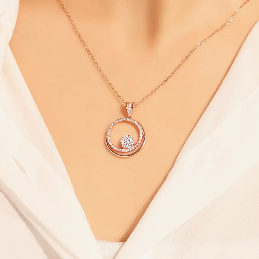 OST - Double Round Cubic Rose Gold Necklace - OST - Jewelry - Harumio