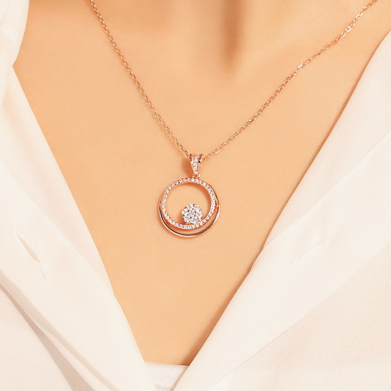 OST - Double Round Cubic Rose Gold Necklace