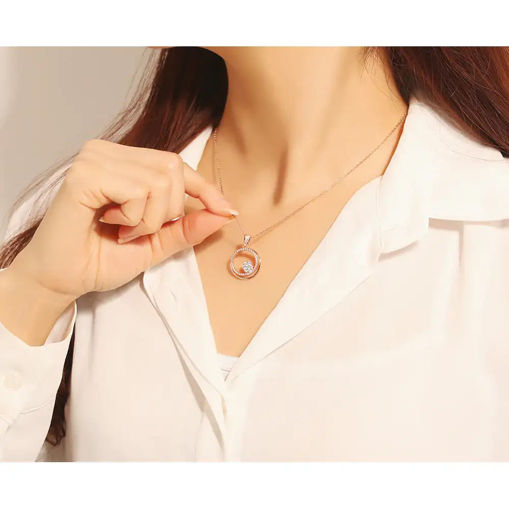 OST - Double Round Cubic Rose Gold Necklace - OST - Jewelry - Harumio