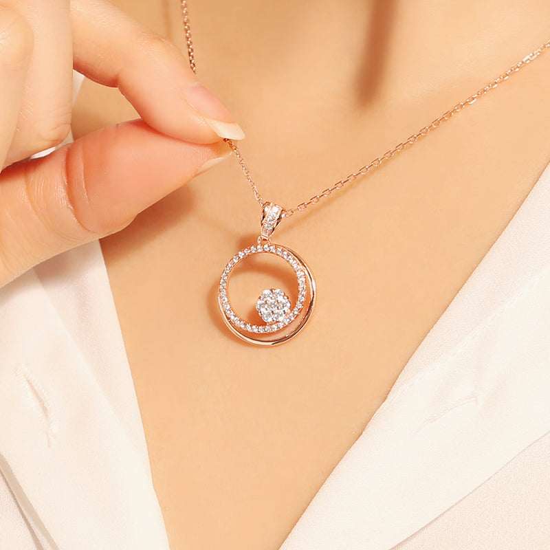 OST - Double Round Cubic Rose Gold Necklace