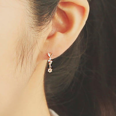 OST - Love Heart Cubic Rose Gold Silver Earrings