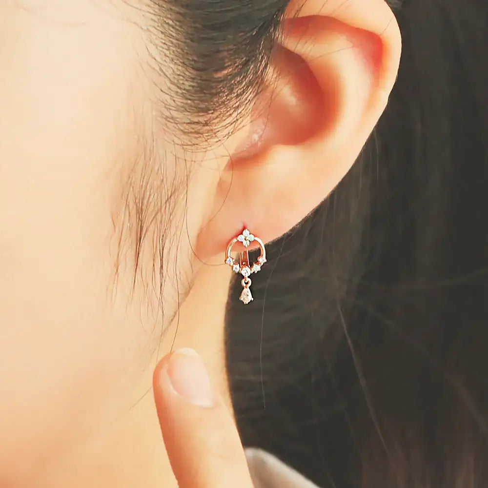 OST - Flower Mini Rose Gold Silver Earrings - OST - Jewelry - Harumio