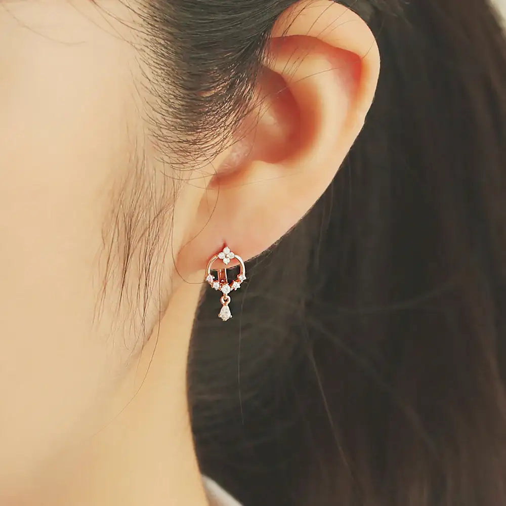 OST - Flower Mini Rose Gold Silver Earrings - OST - Jewelry - Harumio