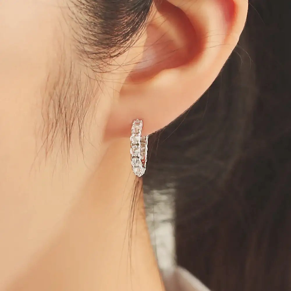 OST - Simple Cubic Silver Ring Earrings