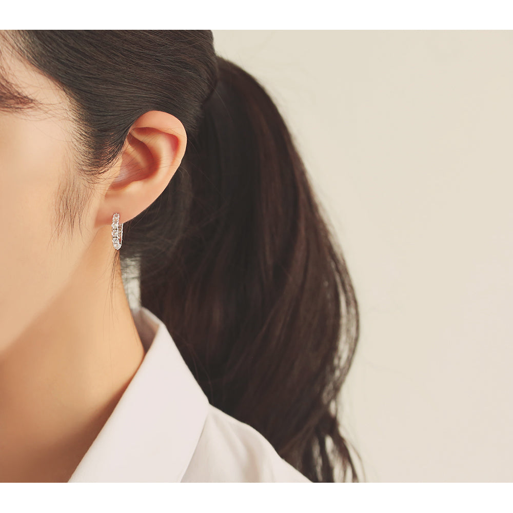 OST - Simple Cubic Silver Ring Earrings