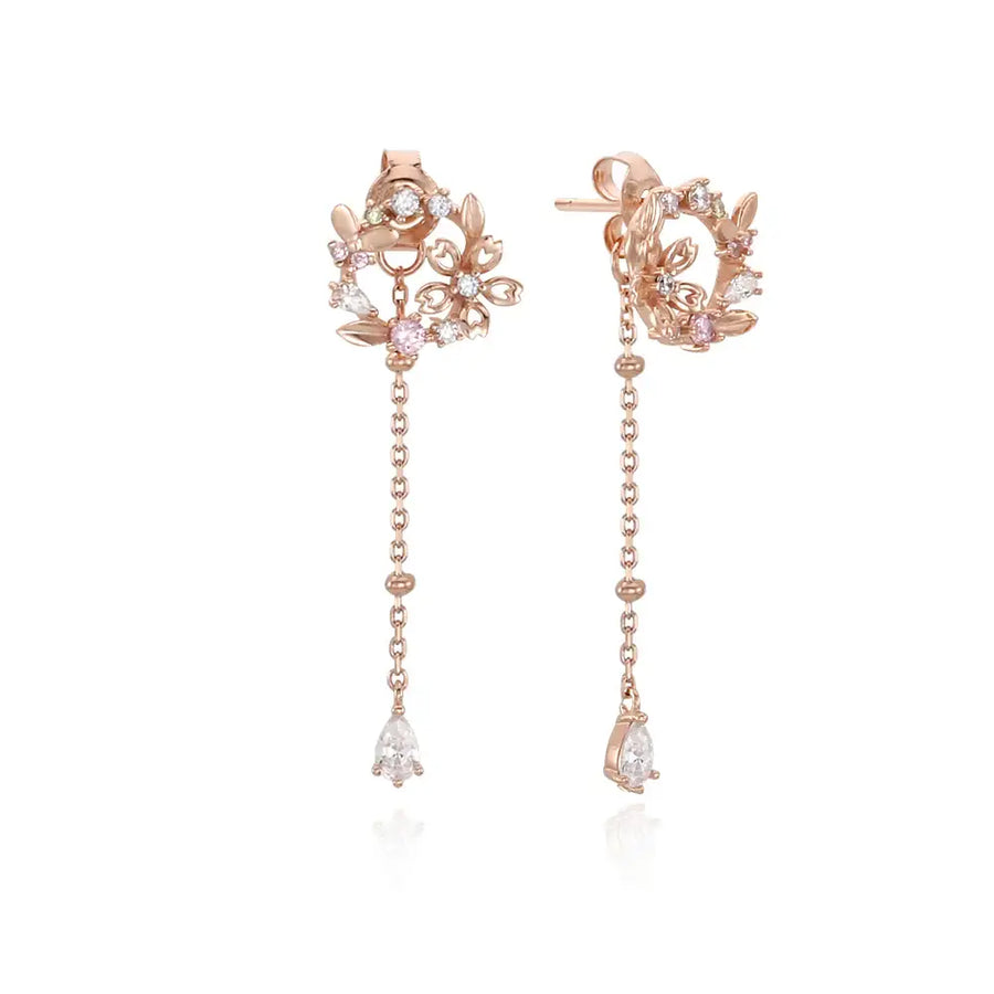 OST - Cherry Blossom Drop Silver Earrings - OST - Jewelry - Harumio