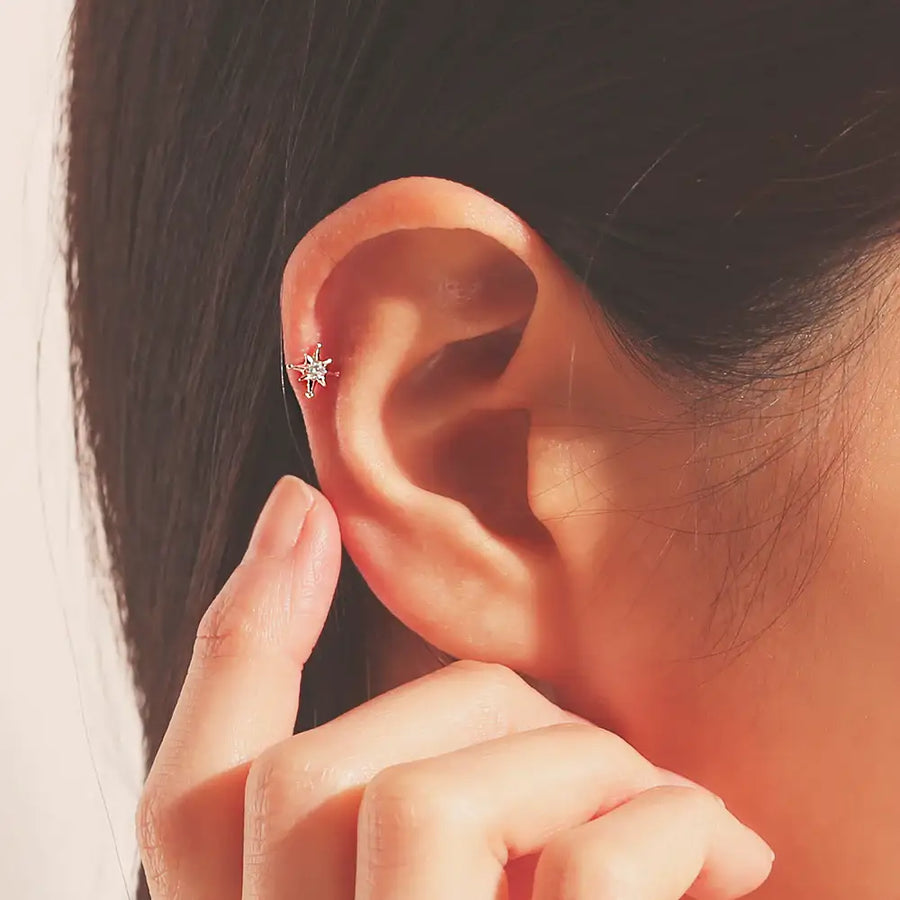 OST - Winter Snow Crystal Ear Pierce - OST - Jewelry - Harumio
