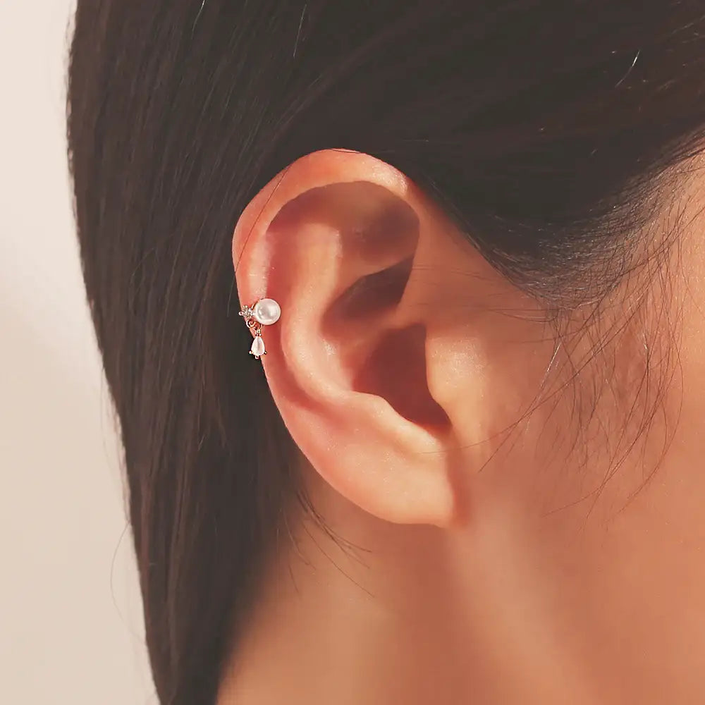 OST - Love Heart Pearl Ear Piercing Set - OST - Jewelry - Harumio