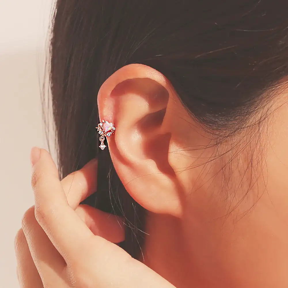 OST - Love Heart Pearl Ear Piercing Set - OST - Jewelry - Harumio