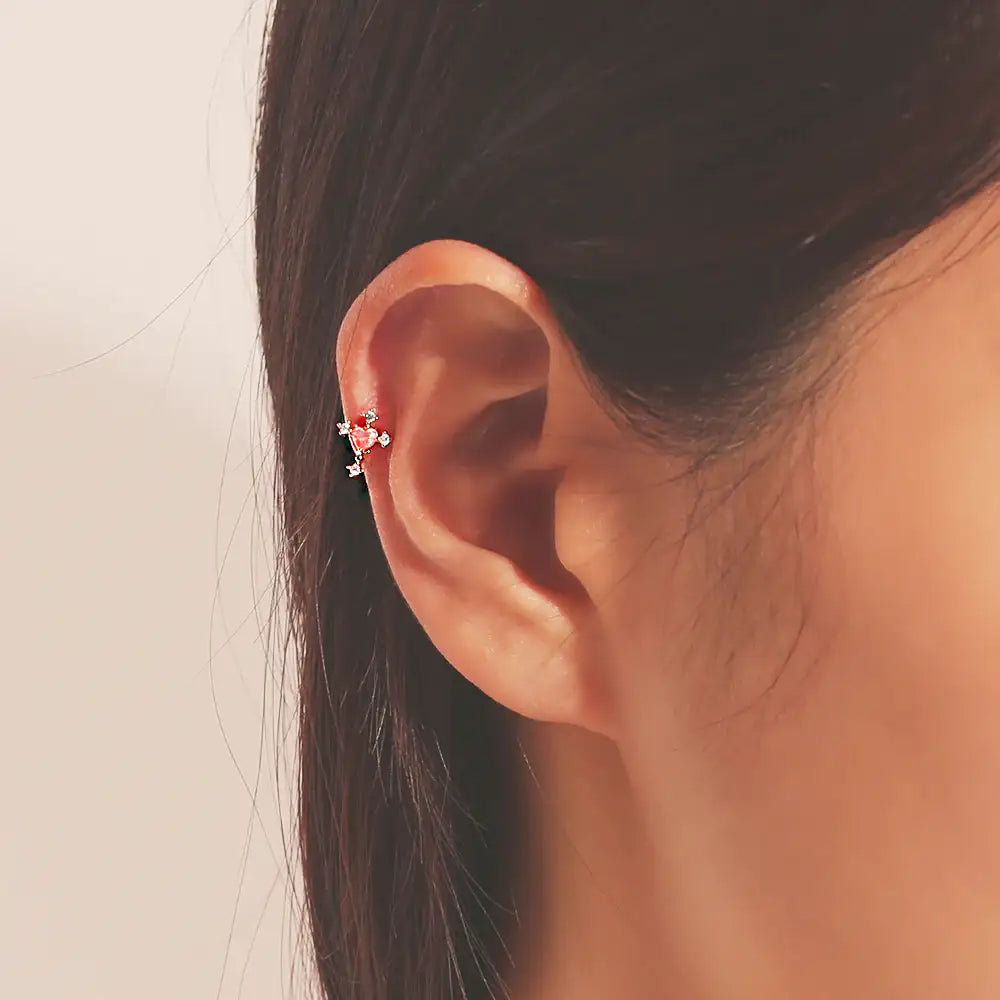 OST - Pink Love Heart Ear Piercing - OST - Jewelry - Harumio