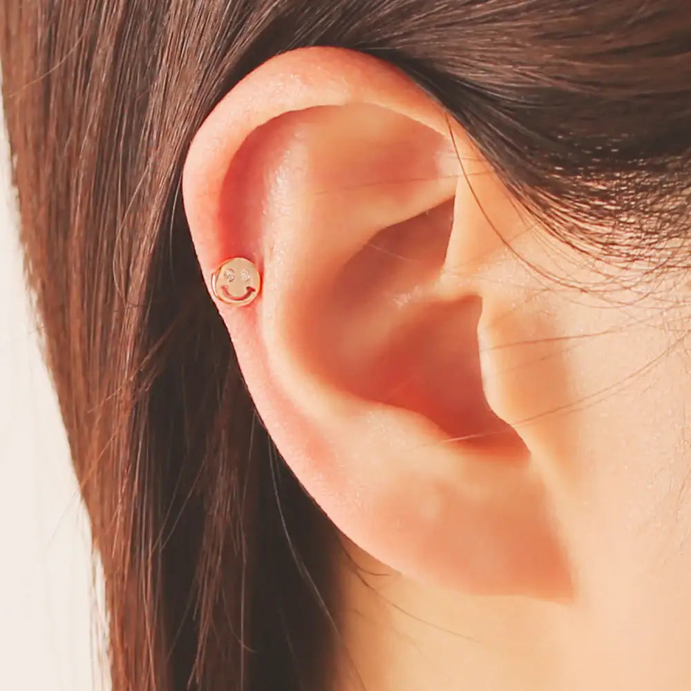 OST - Smiley Rose Gold Ear Pierce - OST - Jewelry - Harumio