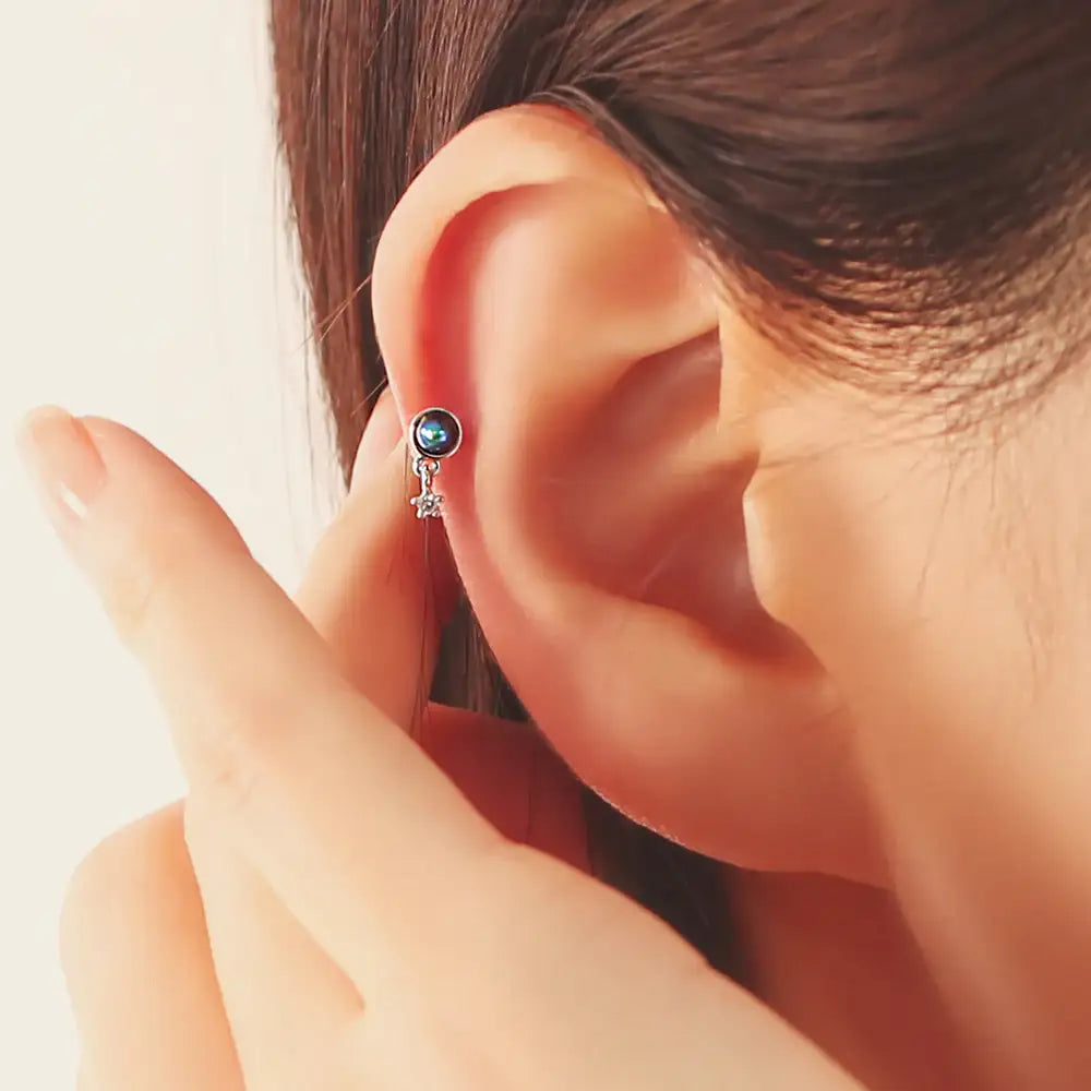 OST - Blue Star Silver Ear Pierce - OST - Jewelry - Harumio