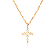 OST - Simple Cubic Cross Rose Gold Necklace - OST - Jewelry - Harumio