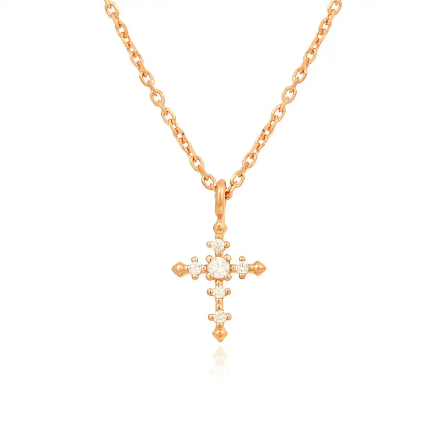 OST - Simple Cubic Cross Rose Gold Necklace - OST - Jewelry - Harumio
