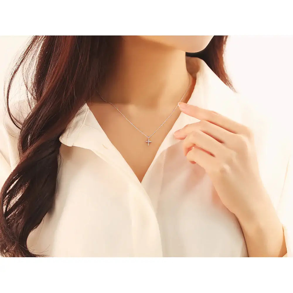 OST - Simple Cubic Cross Silver Necklace - OST - Jewelry - Harumio
