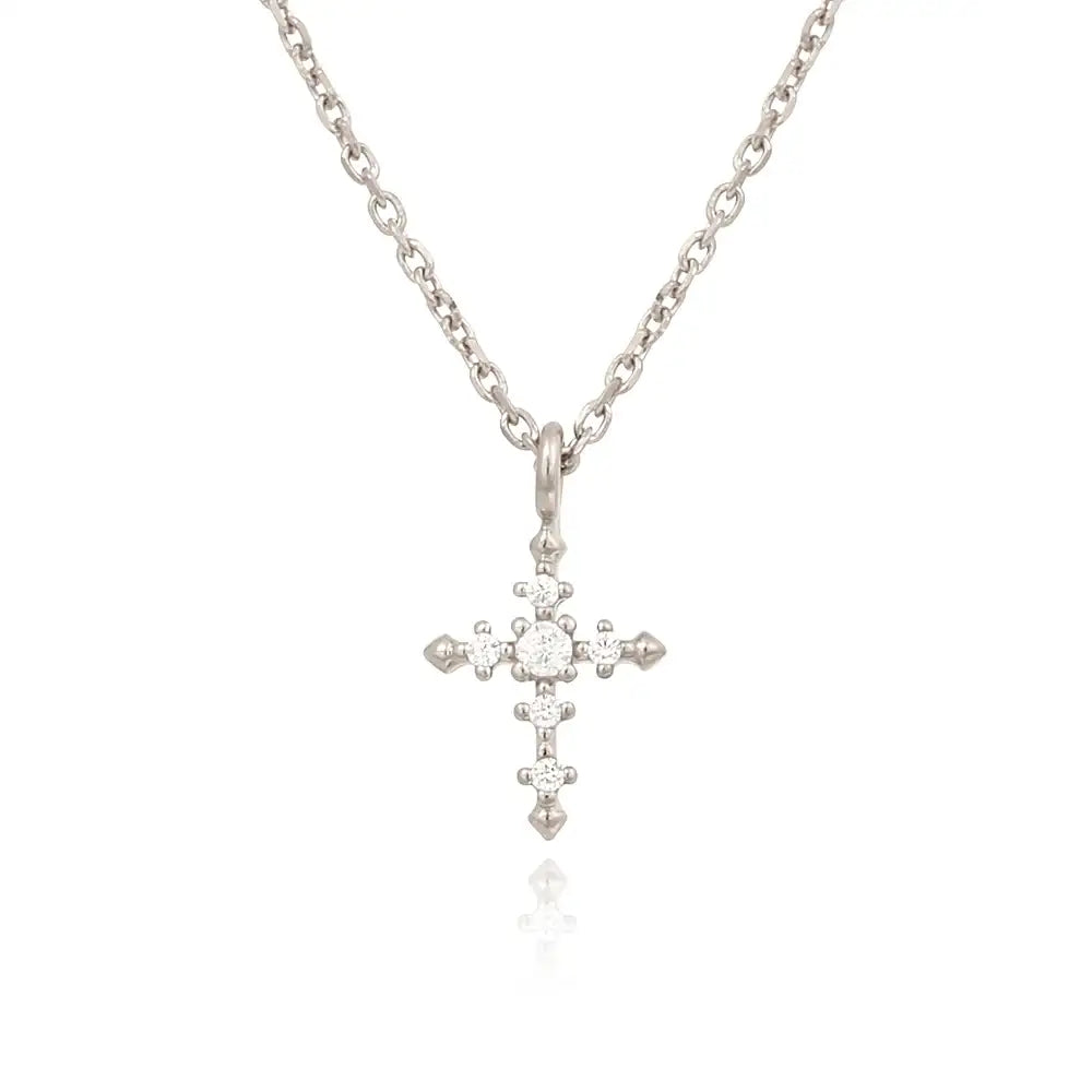 OST - Simple Cubic Cross Silver Necklace - OST - Jewelry - Harumio