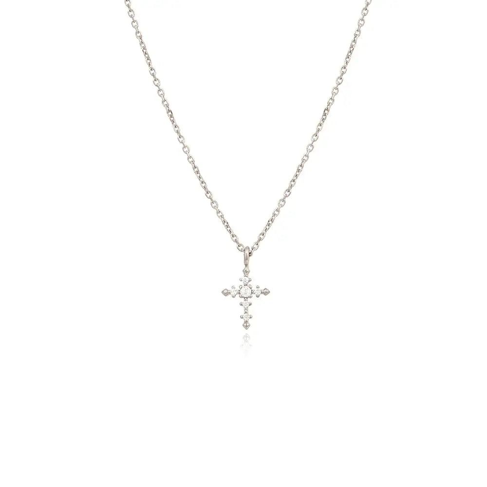 OST - Simple Cubic Cross Silver Necklace - OST - Jewelry - Harumio