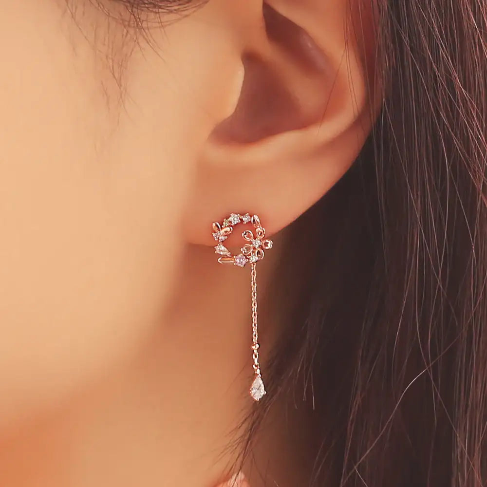 OST - Cherry Blossom Drop Silver Earrings - OST - Jewelry - Harumio