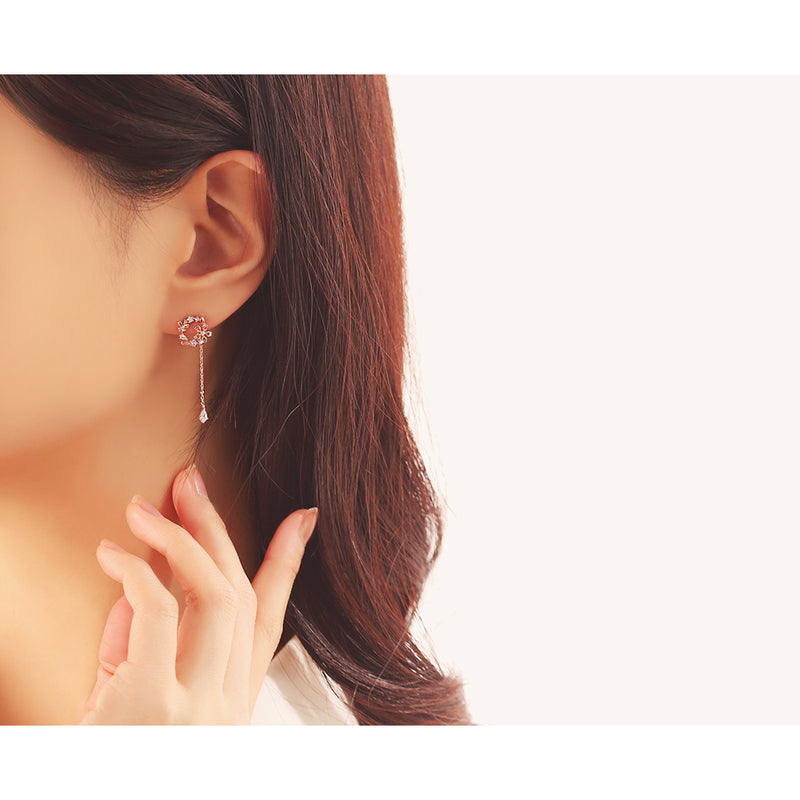 OST - Cherry Blossom Drop Silver Earrings