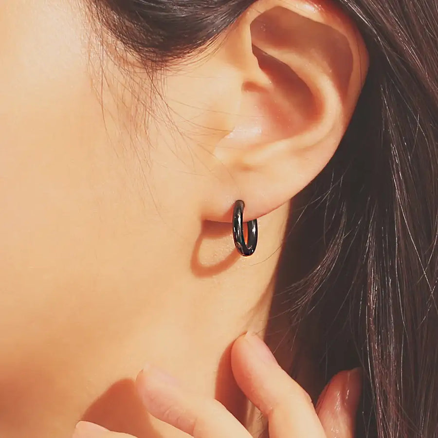OST - Simple Black Ring Ear Pierce - OST - Jewelry - Harumio