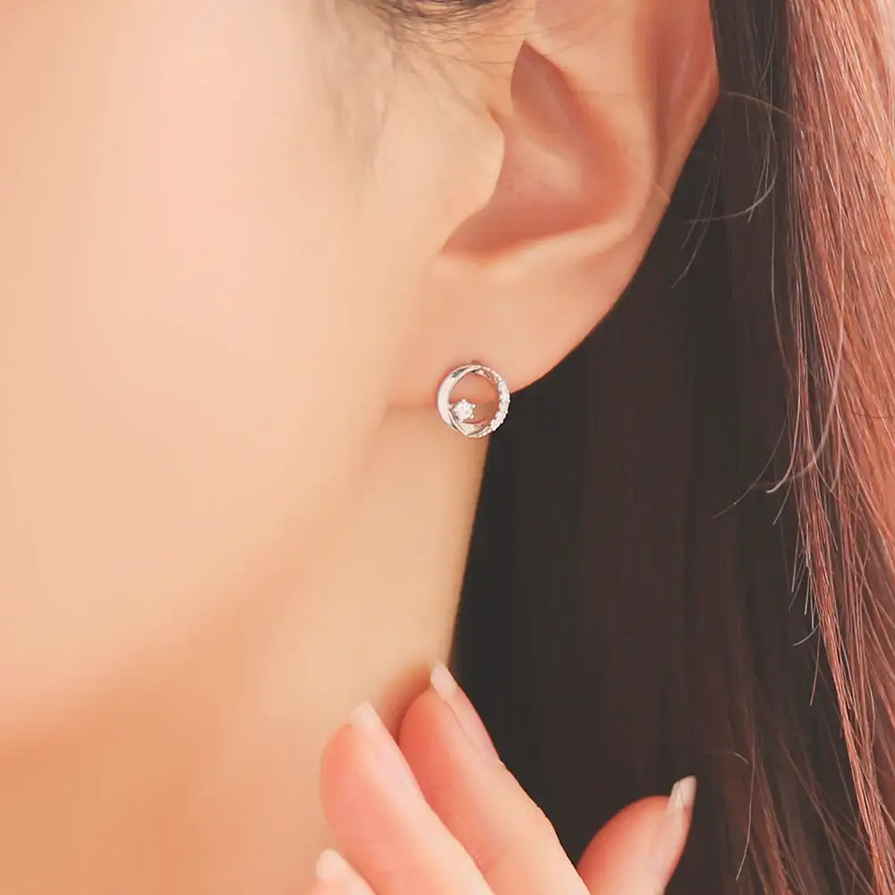 OST - Romantic Round Cubic Silver Earrings - OST - Jewelry - Harumio