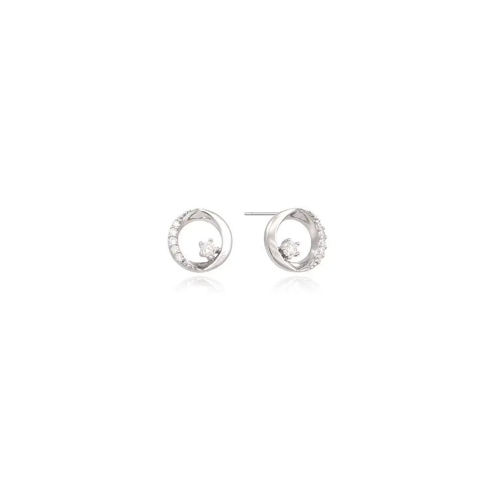OST - Romantic Round Cubic Silver Earrings - OST - Jewelry - Harumio