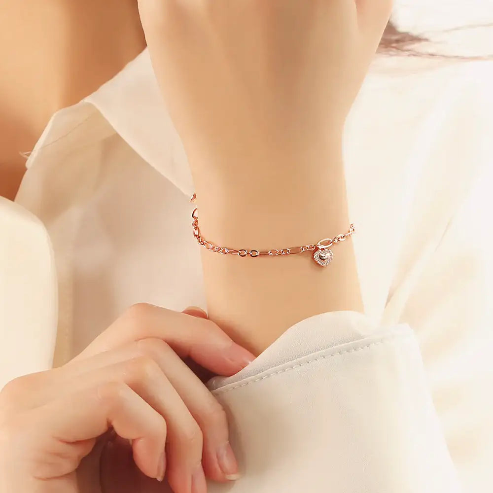 OST - Love Pendant Rose Gold Bracelet - OST - Jewelry - Harumio