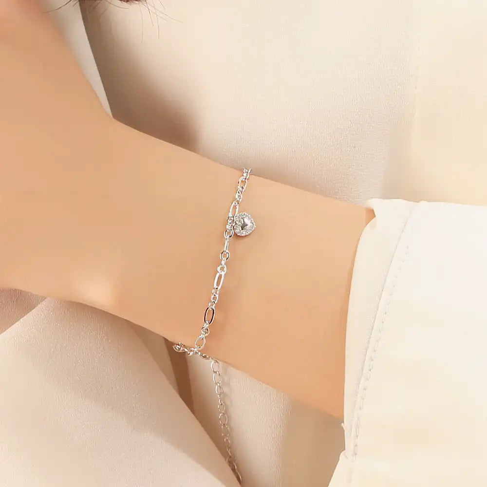OST - Love Heart Silver Bracelet - OST - Jewelry - Harumio
