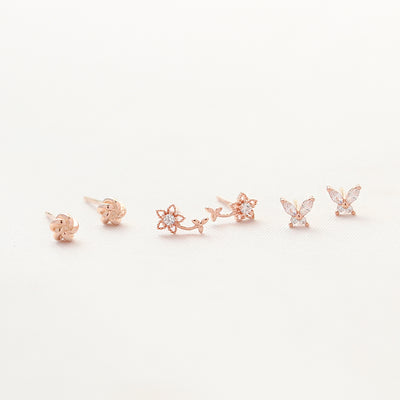 OST - Spring Scent Butterfly Flower Earrings Set