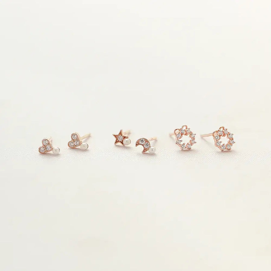 OST - Night Sky Stars and Moon Earrings Set - OST - Jewelry - Harumio