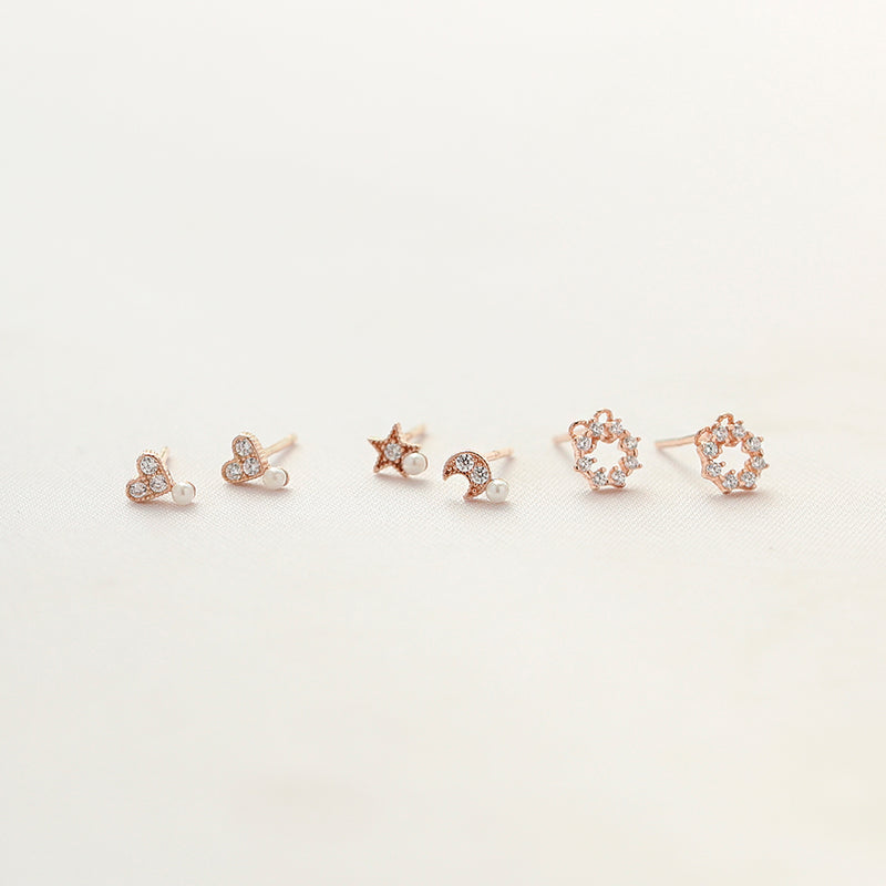 OST - Night Sky Stars and Moon Earrings Set