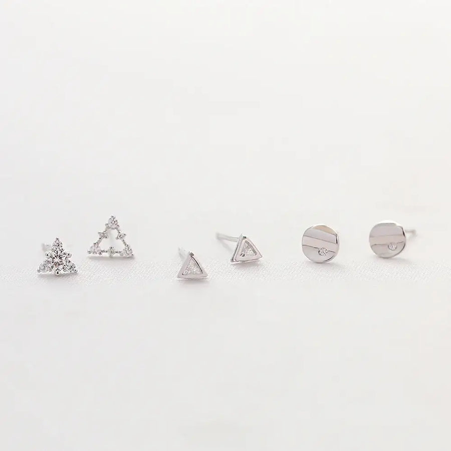 OST - Simple Shape Silver Earrings Set - OST - Jewelry - Harumio