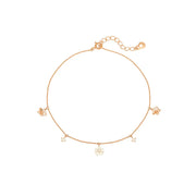 OST - White Mother-of-Pearl Flower Rose Gold Anklet - OST - Jewelry - Harumio