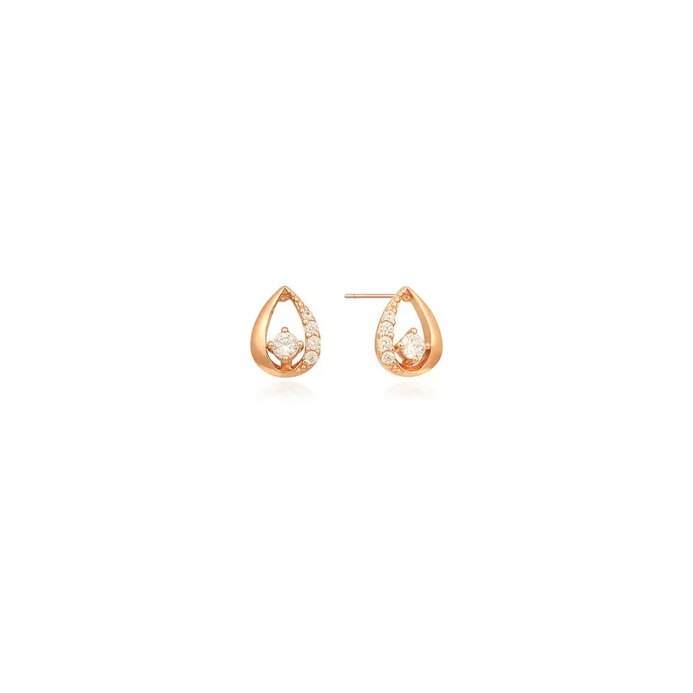 OST - Sparkling Water Drop Line Rose Gold Earrings - OST - Jewelry - Harumio