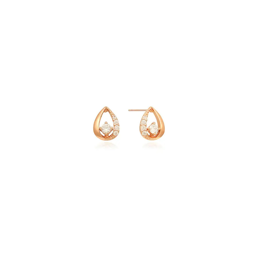 OST - Sparkling Water Drop Line Rose Gold Earrings - OST - Jewelry - Harumio