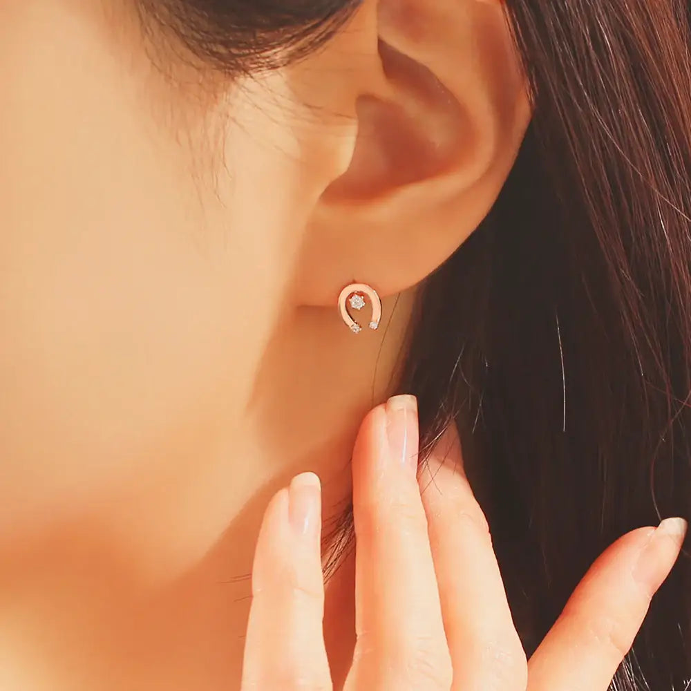 OST - Cute Hoof Shaped Rose Gold Earrings