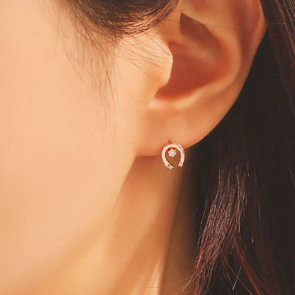 OST - Cute Hoof Shaped Rose Gold Earrings