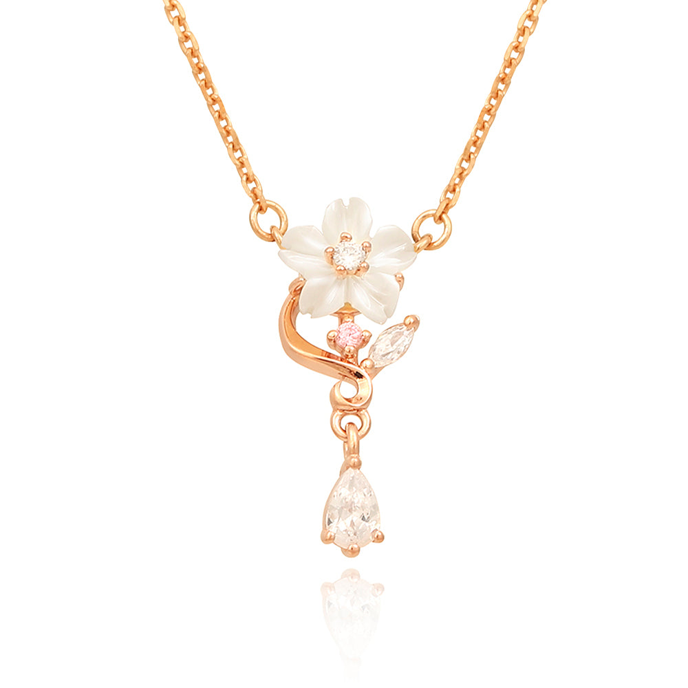 OST - Elegant White Mother-of-Pearl Flower Necklace