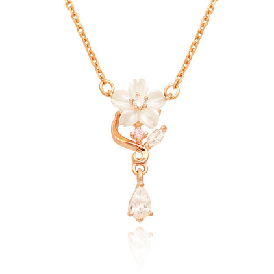 OST - Elegant White Mother-of-Pearl Flower Necklace