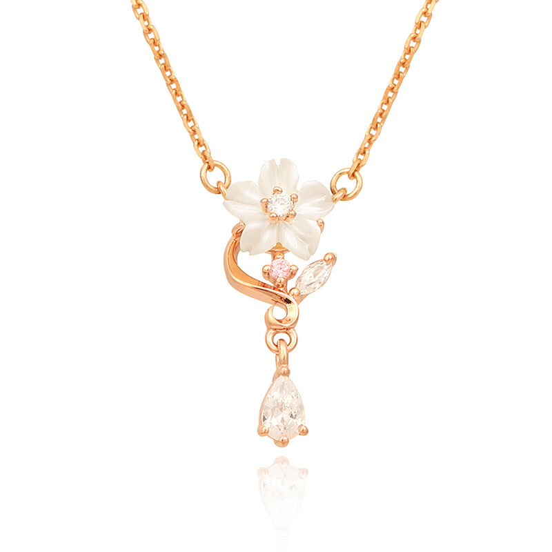 OST - Elegant White Mother-of-Pearl Flower Necklace