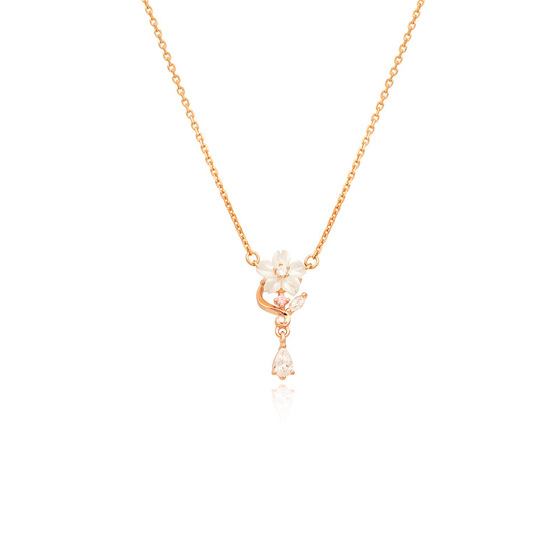 OST - Elegant White Mother-of-Pearl Flower Necklace