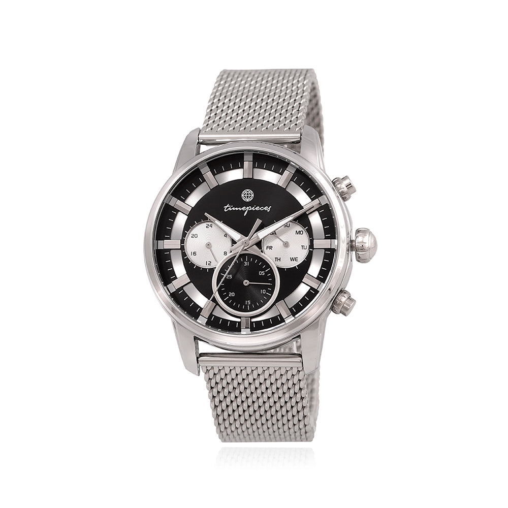 OST - Modern Black Multi-Function Mesh Watch