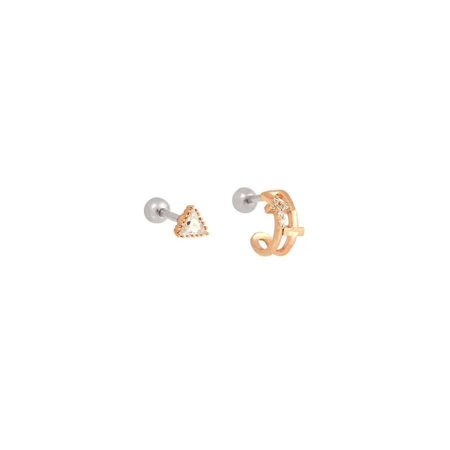 OST - Mini Simple Shape Rose Gold Ear Pierce - OST - Jewelry - Harumio
