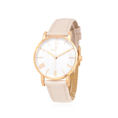 OST - Daily BINDEX Ivory Leather Watch