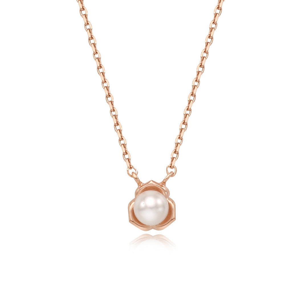 OST - Flat Rose Pearl Silver Necklace